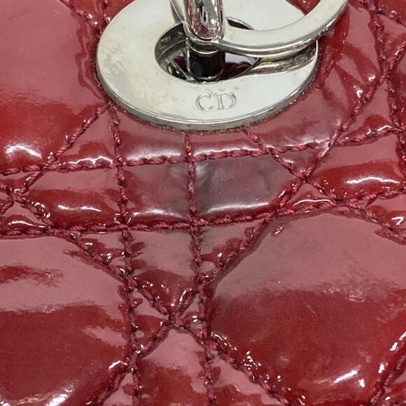 Auth DIOR/ChristianDior Lady Dior Red Patent Leather Tote Bag - Picture 13 of 16